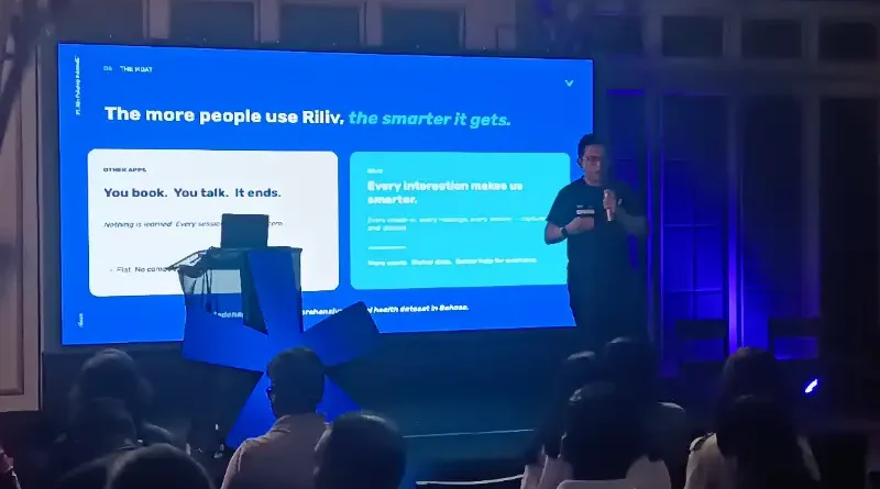 Ilustrasi simbol kesehatan mental dan teknologi digital yang merepresentasikan visi Riliv 2030.