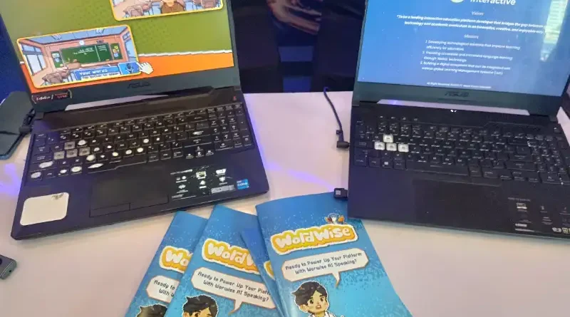 Ilustrasi simbol teknologi kecerdasan buatan dalam pembelajaran bahasa