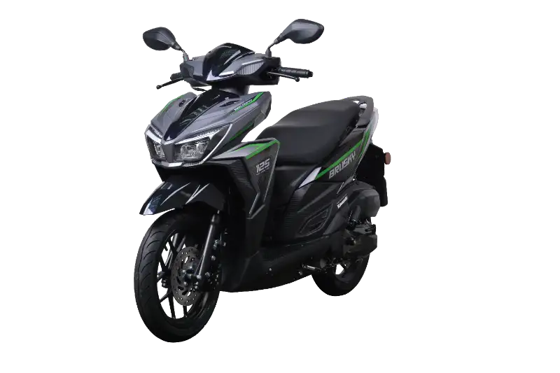 Visualisasi abstrak logo motor Kawasaki dengan pencahayaan neon hijau