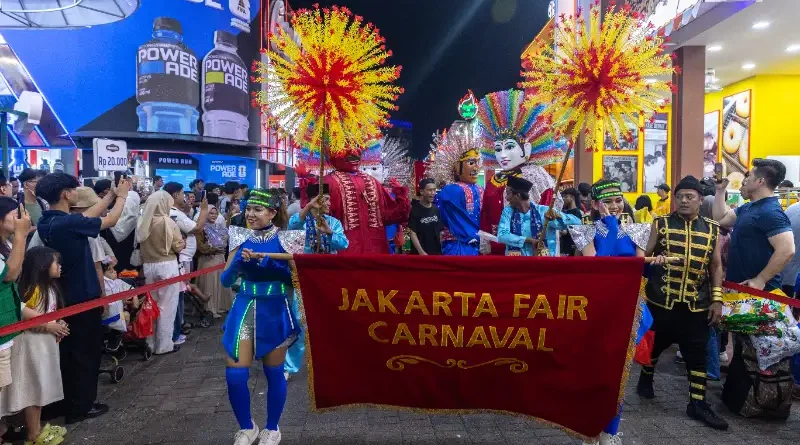 Dekorasi festival karnaval yang penuh warna
