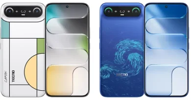 Tampilan profil samping smartphone super tipis dengan bodi elegan.