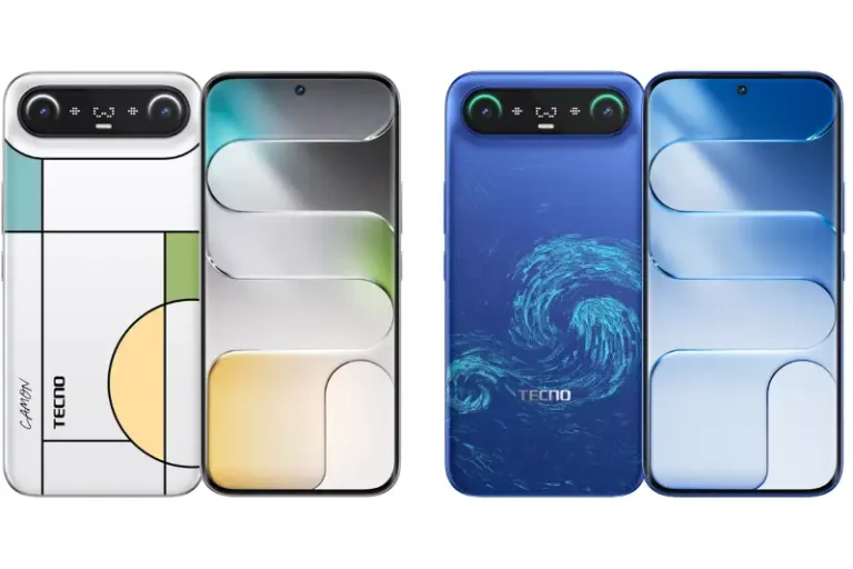Tampilan profil samping smartphone super tipis dengan bodi elegan.