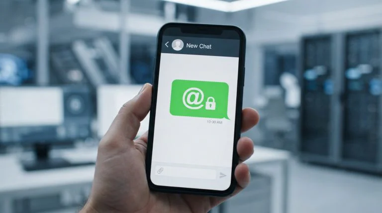 Ilustrasi simbolis fitur username WhatsApp berupa ikon profil aman dengan tanda gembok