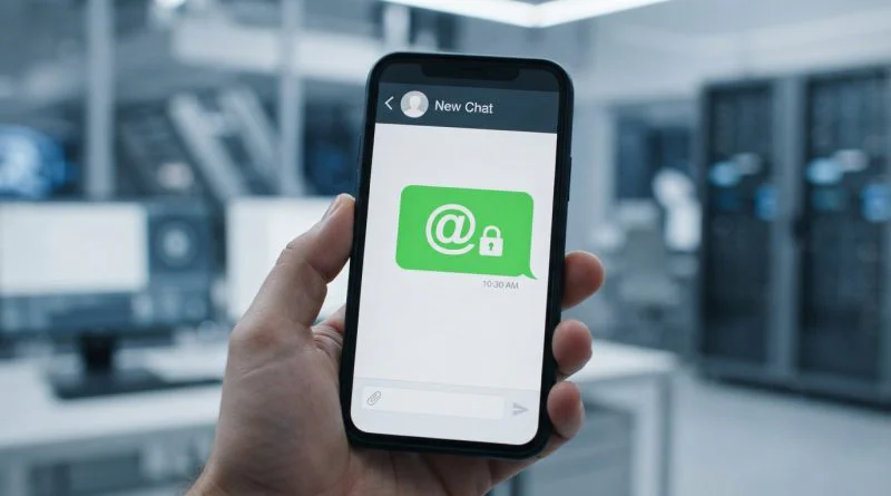 Ilustrasi simbolis fitur username WhatsApp berupa ikon profil aman dengan tanda gembok
