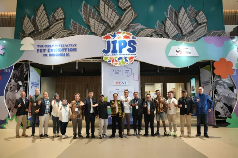 Ilustrasi logo pameran hewan peliharaan Jakarta International Pet Show JIPS 2026
