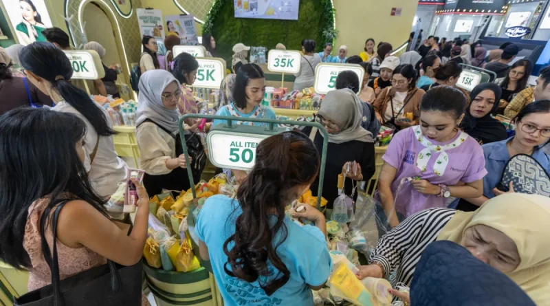 Ilustrasi kupon diskon dan belanjaan pameran