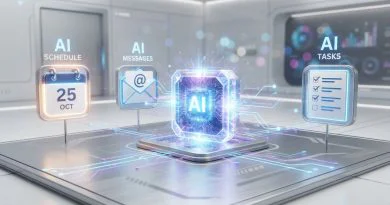Ilustrasi konsep asisten digital pintar Gemini Spark yang bekerja secara otomatis menghubungkan berbagai aplikasi produktivitas