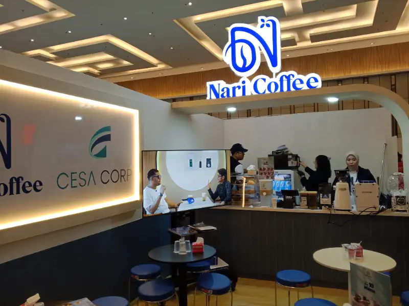 Ilustrasi kemitraan Nari Coffee untuk Stapo.id
