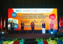 Ilustrasi logo pameran bisnis waralaba dan kemitraan