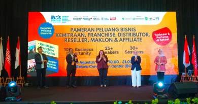 Ilustrasi logo pameran bisnis waralaba dan kemitraan
