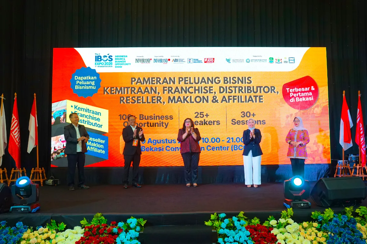 Ilustrasi logo pameran bisnis waralaba dan kemitraan