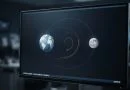 Ilustrasi konseptual pergeseran orbit Bulan yang semakin menjauh dari planet Bumi.