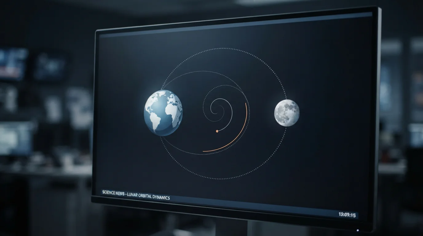 Ilustrasi konseptual pergeseran orbit Bulan yang semakin menjauh dari planet Bumi.