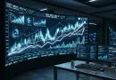 Struktur modern grafik pasar modal yang melambangkan demutualisasi BEI