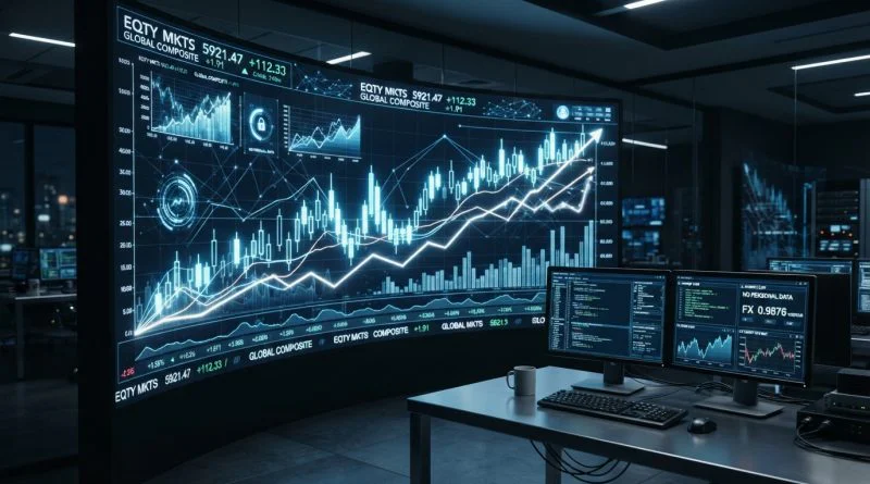 Struktur modern grafik pasar modal yang melambangkan demutualisasi BEI
