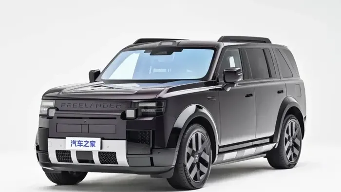 Ilustrasi logo dan siluet SUV premium bertenaga listrik modern