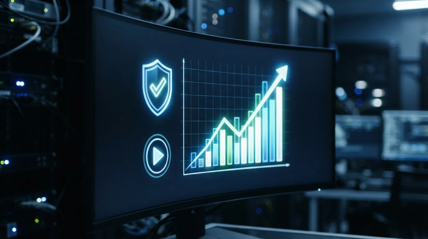 Ilustrasi grafik kenaikan target performa monetisasi platform video digital