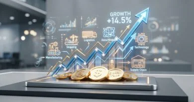 Visualisasi grafik pertumbuhan ekonomi yang positif dan simbol investasi modern