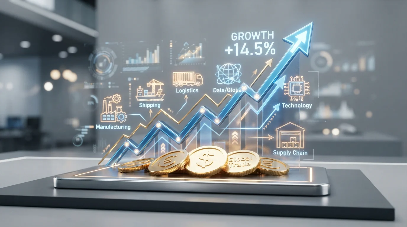 Visualisasi grafik pertumbuhan ekonomi yang positif dan simbol investasi modern