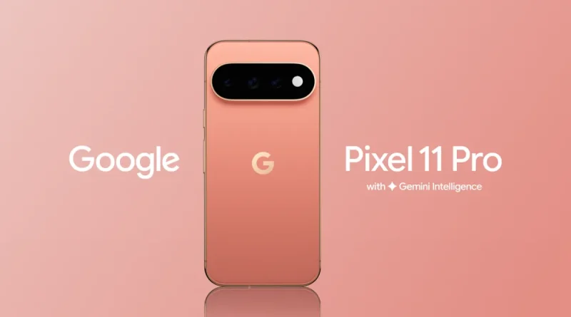 Perangkat smartphone Google Pixel 11 Pro dengan modul kamera belakang canggih