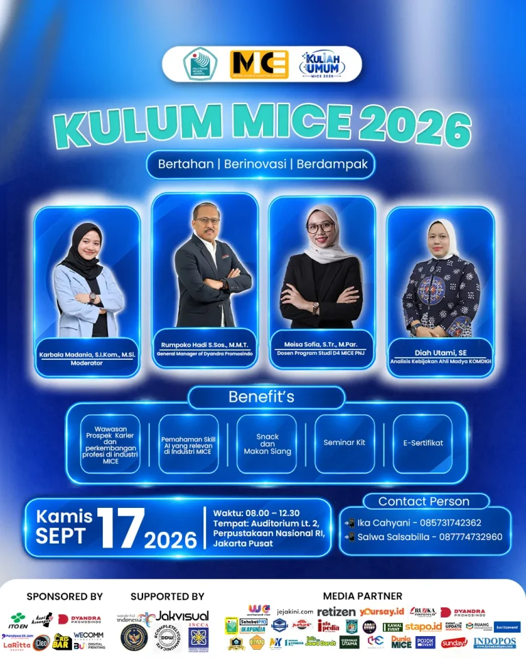 Visualisasi abstrak dari integrasi kecerdasan buatan AI dalam industri MICE