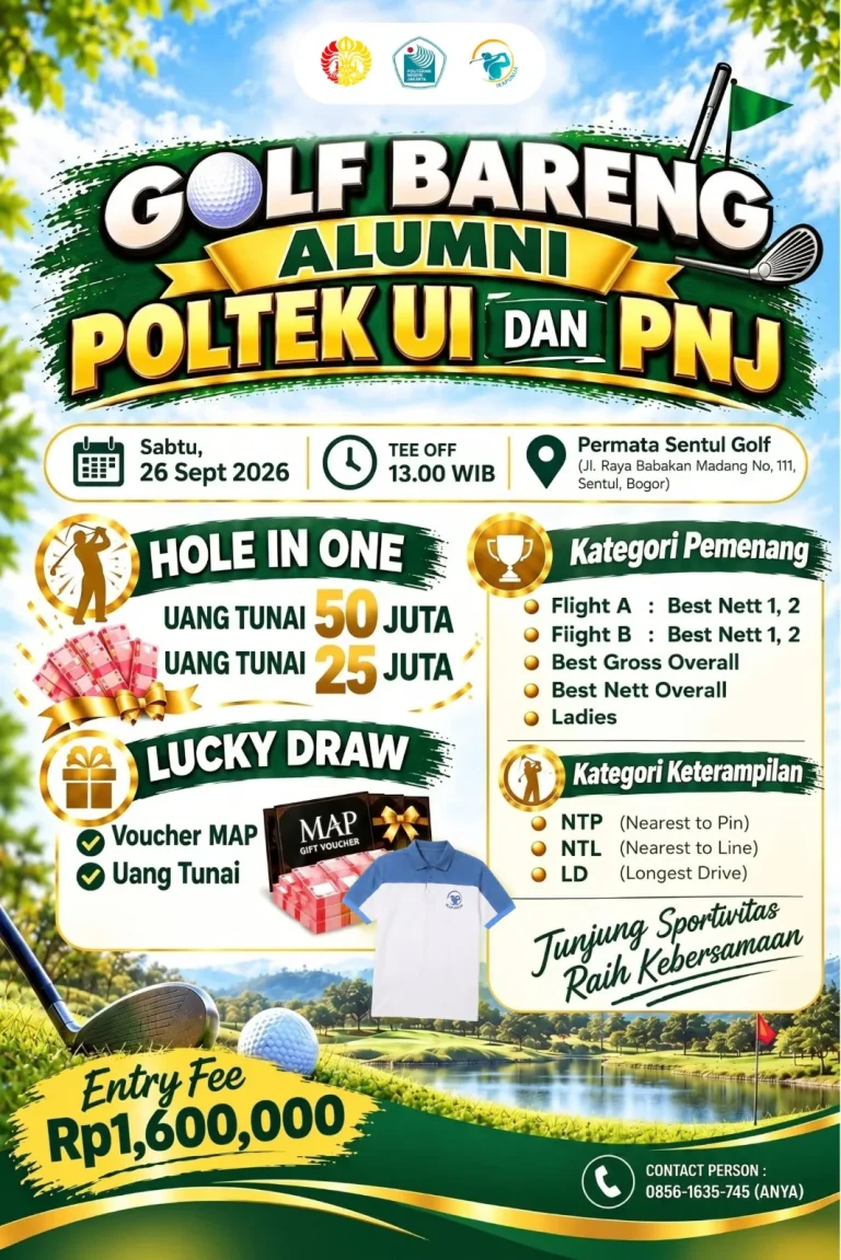 Ilustrasi turnamen golf bareng alumni untuk Stapo.id