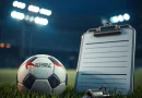 Ilustrasi bola sepak dan papan strategi jadwal turnamen internasional