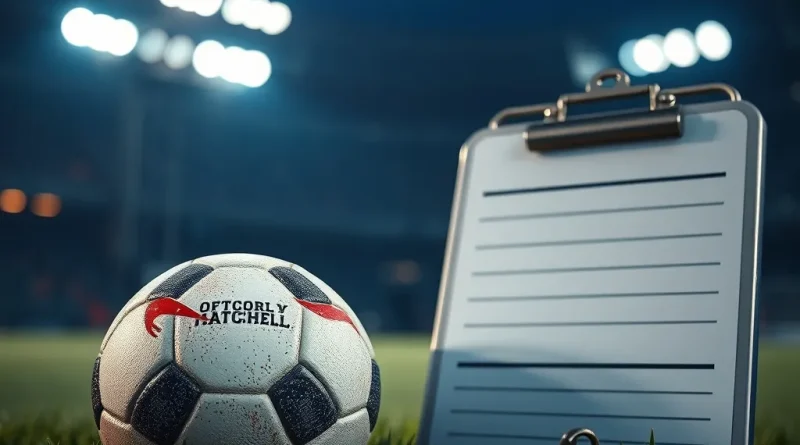 Ilustrasi bola sepak dan papan strategi jadwal turnamen internasional