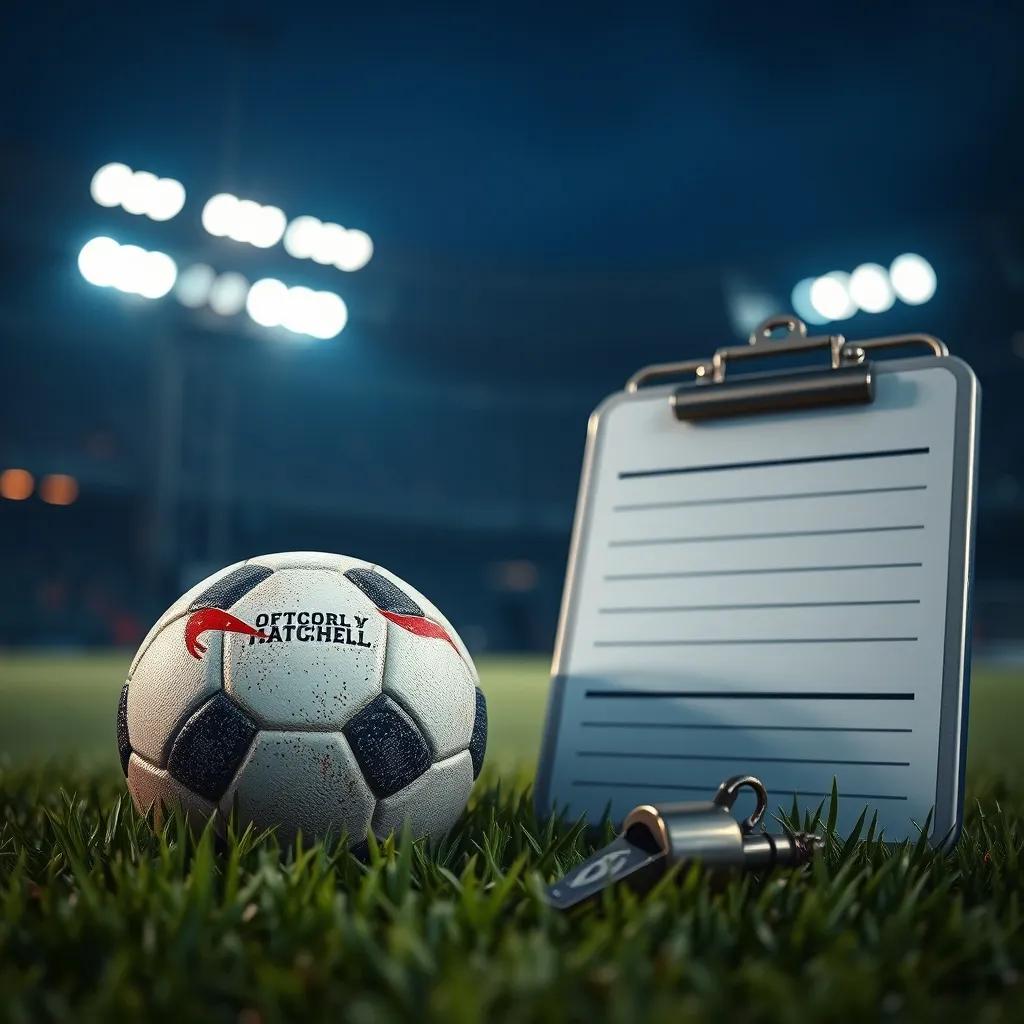 Ilustrasi bola sepak dan papan strategi jadwal turnamen internasional