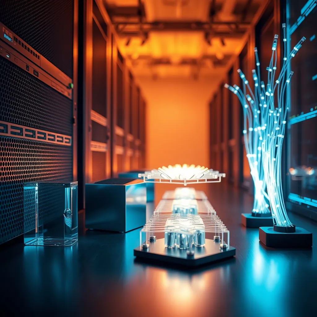 Ilustrasi konseptual infrastruktur pusat data server modern dan pasokan energi berkelanjutan