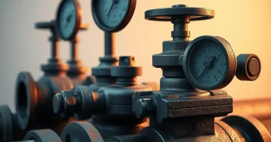 Pipa industri gas bumi dan katup tekanan pengatur aliran energi